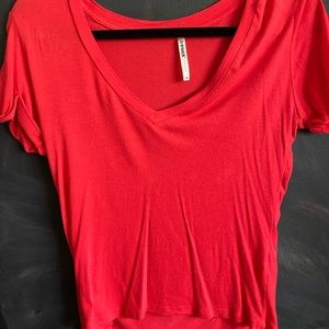 red v neck tshirt